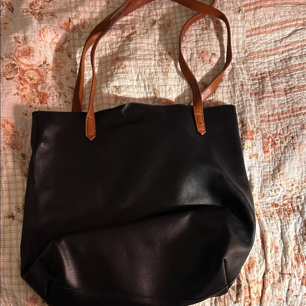 Elegant Black Leather Tote Bag